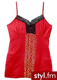 Bonprix Top czerwono-czarny 922122_18945 - Piżamy Bielizna Moda