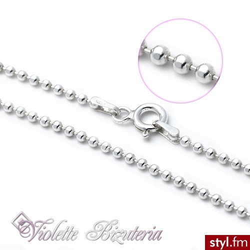 Violette  Srebrny Łańcuszek  Kulki dł. 45cm nr.kat.3963 - Łańcuszki Biżuteria Moda