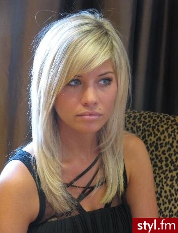 Blond Rozpuszczone Proste z grzywką Na co dzień Średnie Fryzury