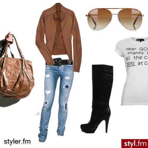 brąz czerń i biel + dżinsy - Styler