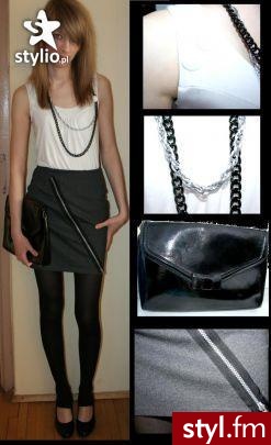 bluzka z guzikami - pull&bear
lancuchy - vintage
spodnica - szyta
buty - H&M
torebka - H&M - Pozostałe Ciuchy Moda