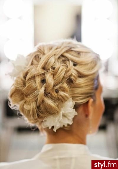 Blond Warkocze Proste Ślubne Długie Fryzury