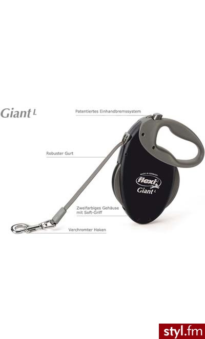 Flexi Smycz Automatyczna Giant L 8M - Czarna - Psy Zwierzaki