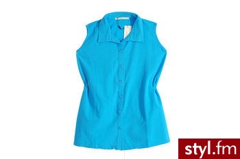 Studio Bluzka rozpinana bawełna turkusowa r. 48 (5904378157111) - Bluzki Ciuchy Moda