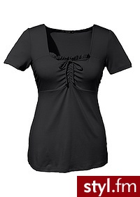Bonprix Shirt z krótkim rękawem czarny 950756_13916 - Bluzki Ciuchy Moda