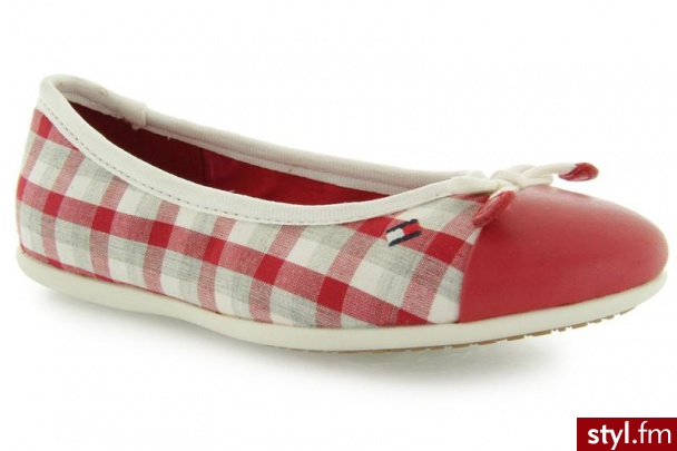 Tommy Hilfiger DAHLIA 2A RED GINGHAM - Balerinki Buty Moda