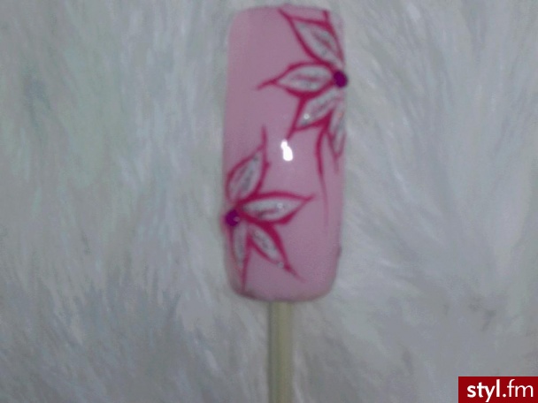 Autor: kociczka84 różowe kwiatki. Autor: <b>kociczka84</b><br /> - Paznokcie