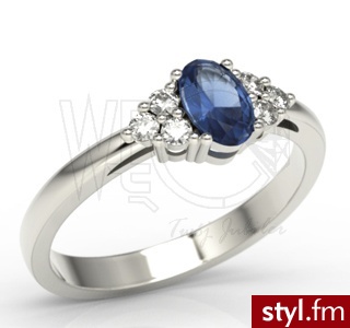 WĘC Pierścionek zaręczynowy z szafirem i brylantami LP-88B 0,12ct H/Si - Pierścionki Biżuteria Moda