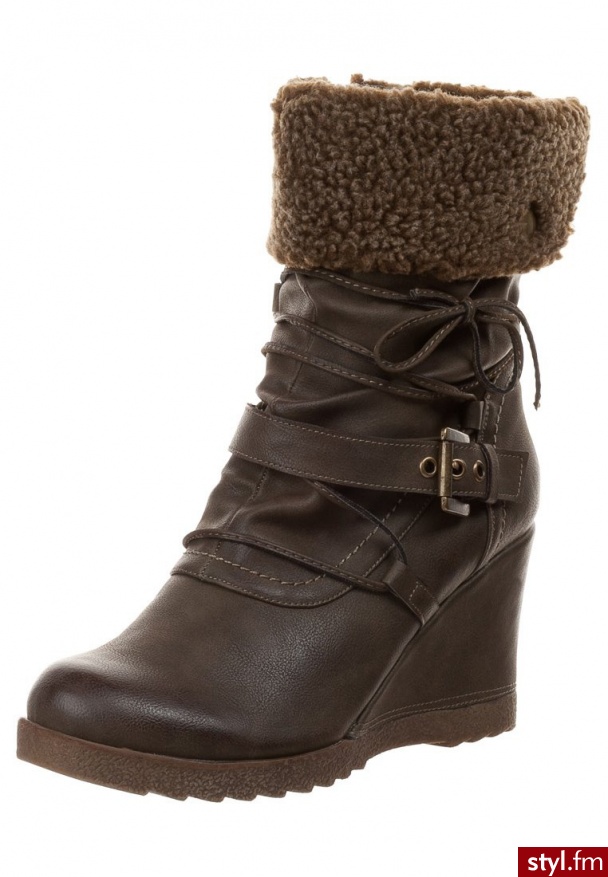 Anna Field Botki na koturnie oliwka - Botki Buty Moda