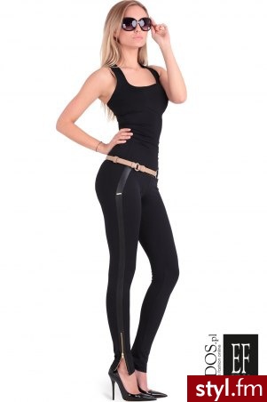 Legginsy z skórzanymi wykończeniami  http://eidos.pl/legginsy-czarne-meryl-caracas,p2934,l1.html - Leginsy Spodnie Moda