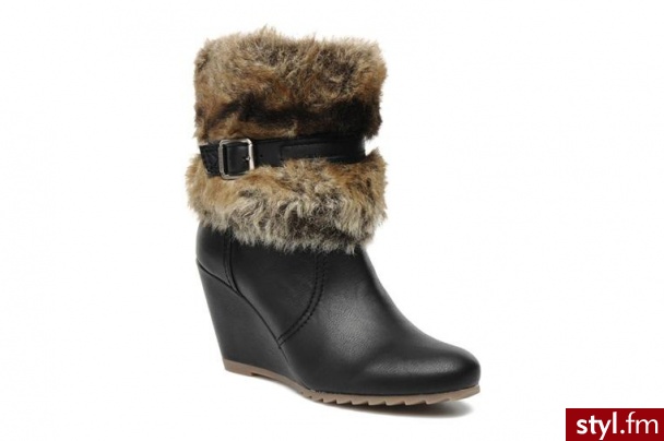 Esprit KOTURNY FINUS FUR BOOTIE BY ESPRIT (Czarny) - Koturny Buty Moda