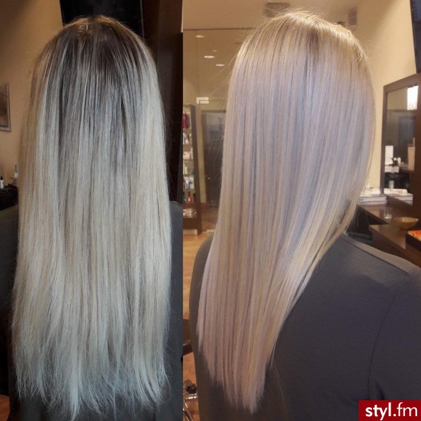 Dodaj sombre z Olaplex fryzjer Warszawa salon FOR HAIR rose gold - Blond Rozpuszczone Proste Na co dzień Długie Fryzury