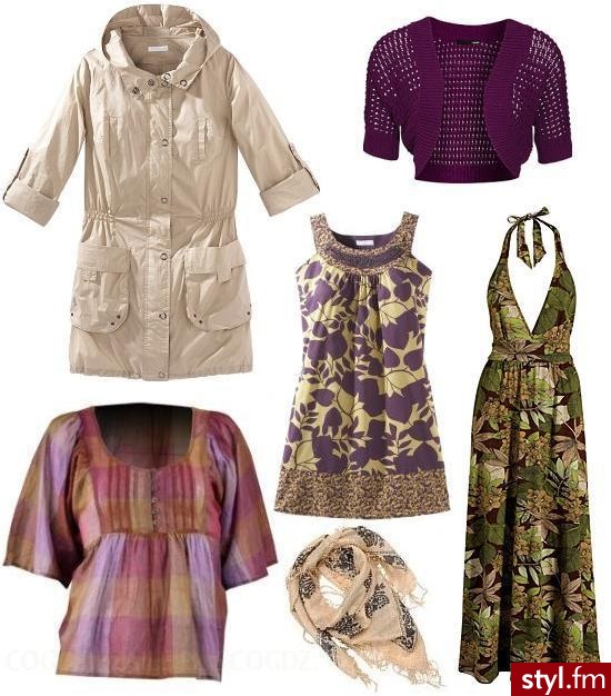 Płaszcz Promod, ok. 87 zł; bolerko H&M, 79,90 zł; krótka sukienka Promod, ok. 162 zł; koszula Jacqueline Riu, 109,90 zł; chusta Mango, 59 zł; długa sukienka H&M, 149 zł - Pozostałe Ciuchy Moda