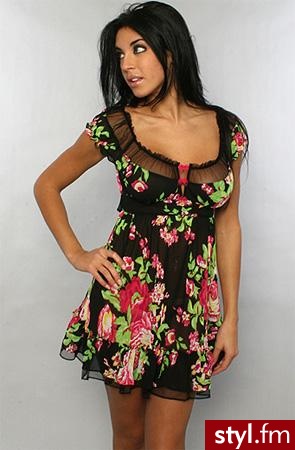 Szyfonowa sukieneczka w stylu babydoll od Betsey Johnson - 72$ - Pozostałe Ciuchy Moda