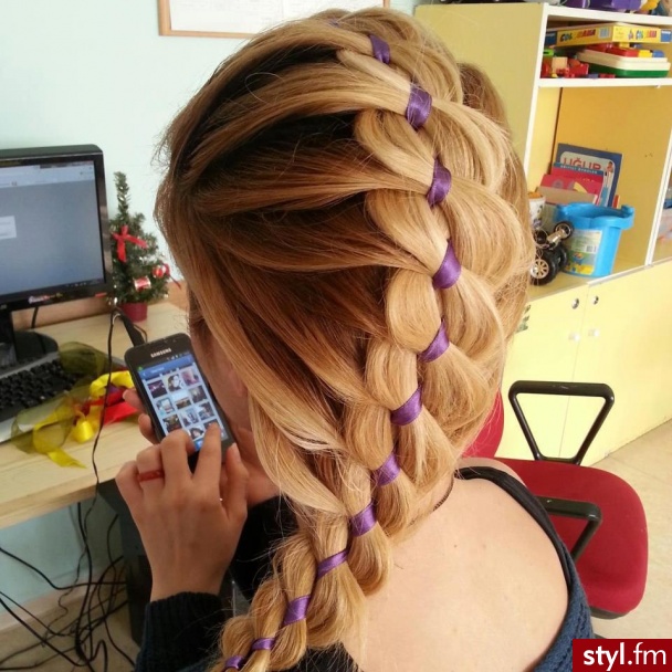 Blond Warkocze Proste Na co dzień Długie Fryzury