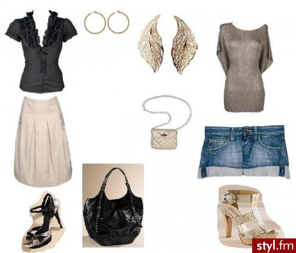 Czarna koszula - top secret 69.9zl
Spodnica - reserved 119zl
Buty - Miss Sixty $169
kolczyki - Cropp 29zl
Czarna Torebka - Jessica Simpson $128
kolczyki - 19,90zl H&M
Torebka na pasku - Cubus 59,99zl
Bluzka - 199,90zl Wallis
Spodenki - Retro 1 - Styler