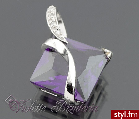 Violette Srebrna zawieszka cyrkonia ametystu 499 - Wisiorki Biżuteria Moda