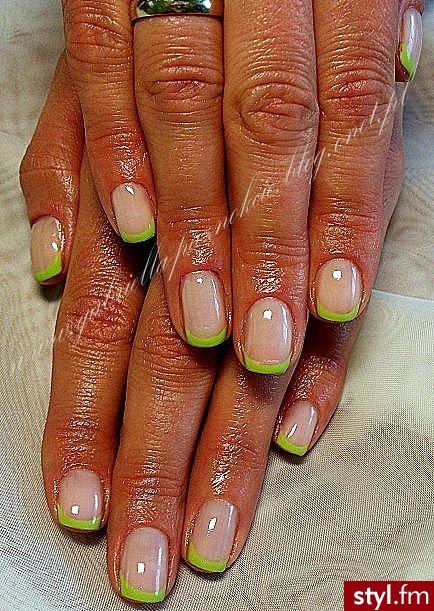 manicure hybrydowy - Kwadratowe French Naturalne Paznokcie