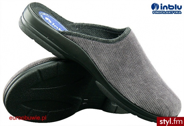 INBLU PANTOFLEIN-PO-38X-025 - SZARE (IN-PO-38X-025 ROZ. 40-46) kapcie Odcienie szarości i srebra - Pozostałe Buty Moda