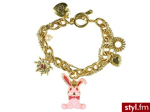 różowy króliczek wykradł się i postanowił być ozdoba na bronsoletce - Betsey Johnson - 53.10$ - Pozostałe Dodatki Moda