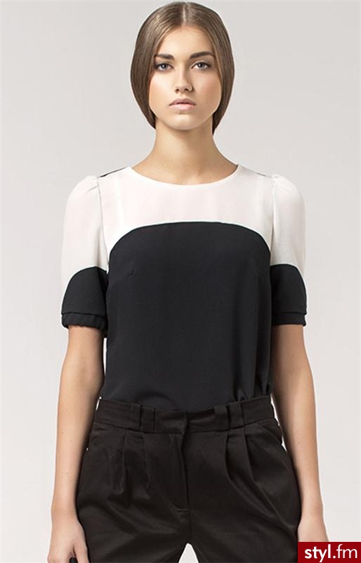Nife Bluzka b25 (czarno-kremowy) - Bluzki Ciuchy Moda