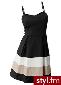 Bonprix Sukienka czarno-biało-piaskowo-czarny 931444_12295 - Pozostałe Sukienki Moda