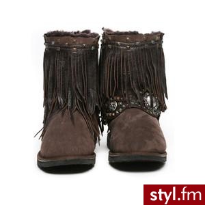 Kettle Black Fringe Rocker Boots in Chocolate - Polyvore. Pobrano ze strony: http://www.polyvore.com/cgi/thing?id=17036825 - Pozostałe Buty Moda