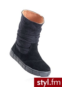 Bonprix Kozaki czarno-wielbłądzia wełna 929936_25171 - Kozaki Buty Moda