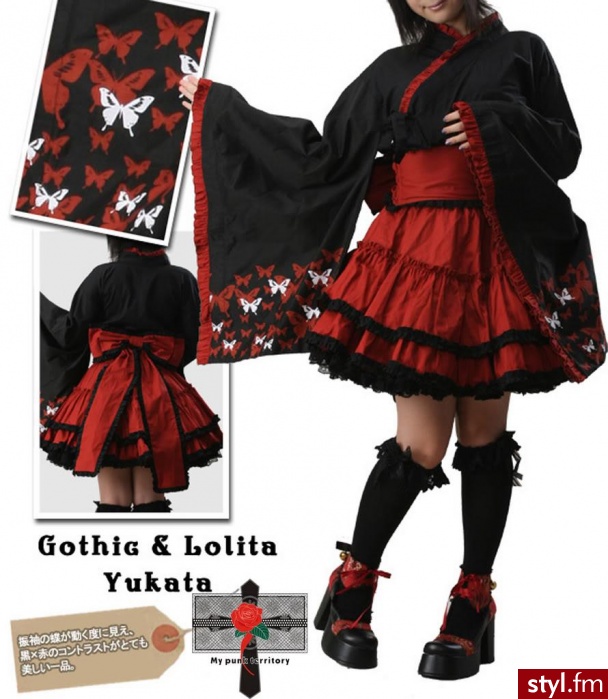 Yukata. Yukata dla gothic loli : D - Pozostałe Ciuchy Moda