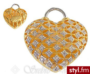 Violette Srebrna zawieszka pozłacane serce P-0843 926 pozłacane złotem 14K - Wisiorki Biżuteria Moda