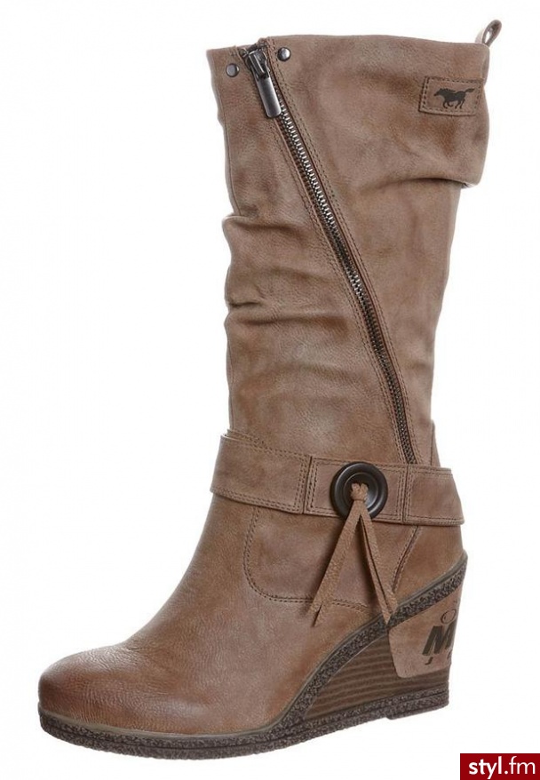 Mustang Kozaki brązowy - Kozaki Buty Moda