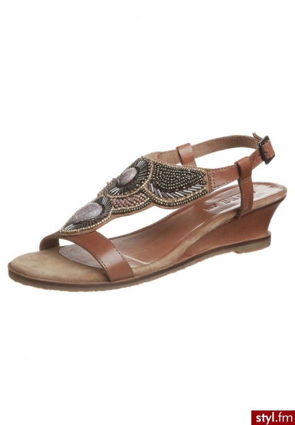 AALM Sandały na koturnie brązowy SS-1328 - Koturny Buty Moda