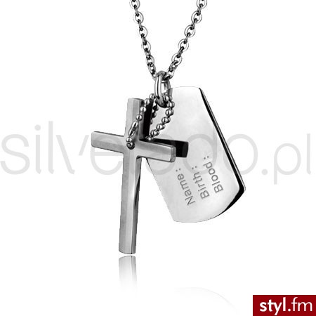 Silverado Niesmiertelnik z krzyżykiem stainless steel 77-WA010 - Wisiorki Biżuteria Moda