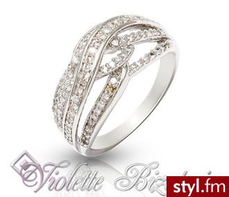 Violette Srebrny pierścionek diamentowy przeplataniec 2376 - Pierścionki Biżuteria Moda