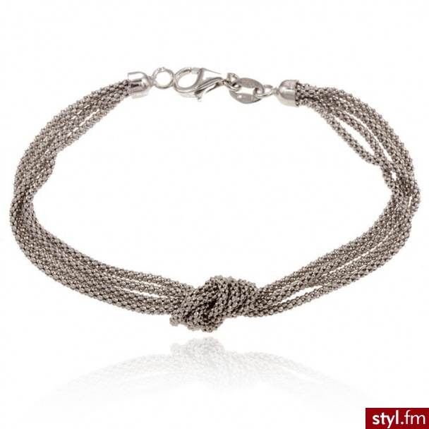 Srebrna Bransoletka Popcorn z Węzłem NCL-BRA-0052 - Bransoletki Biżuteria Moda