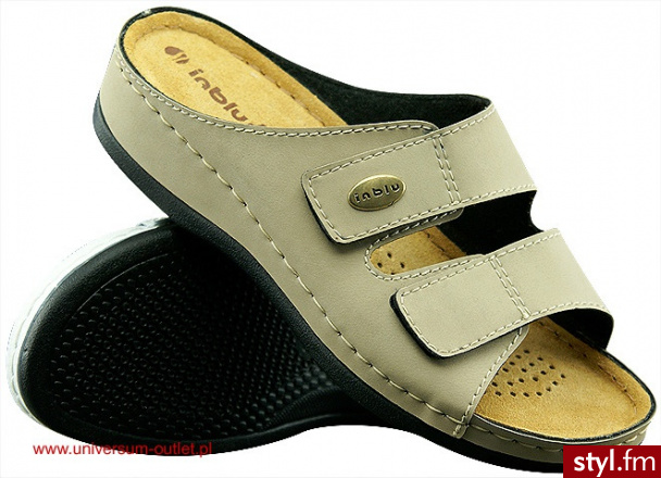 INBLU buty IN-06-08-011 KLAPKI BEŻOWY - Klapki Buty Moda