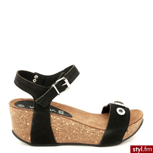 Venezia  Sandały Na Koturnie 246 Cro Nero - Koturny Buty Moda