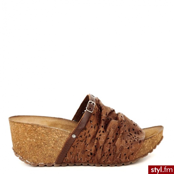 Venezia  Klapki Na Koturnie 3031 Vit Ambr - Klapki Buty Moda