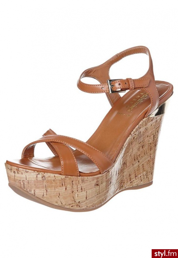 Baldinini Sandały na koturnie brązowy (399244BULG40R) - Koturny Buty Moda