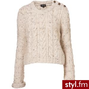 Knitted Crop Aran Fleck Jumper - Polyvore. Pobrano ze strony: http://www.polyvore.com/knitted_crop_aran_fleck_jumper/thing?id=25424983 - Pozostałe Ciuchy Moda