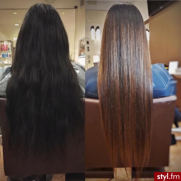 sombre z Olaplex fryzjer Warszawa salon FOR HAIR - Brązowe Rozpuszczone Proste Na co dzień Długie Fryzury
