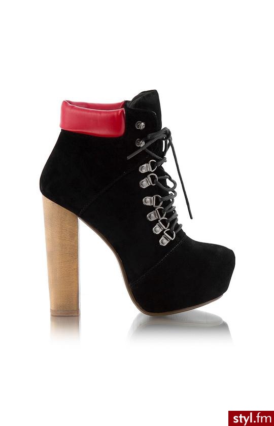 Bebo Botki RJ104 (czarny+czerwony) - Botki Buty Moda