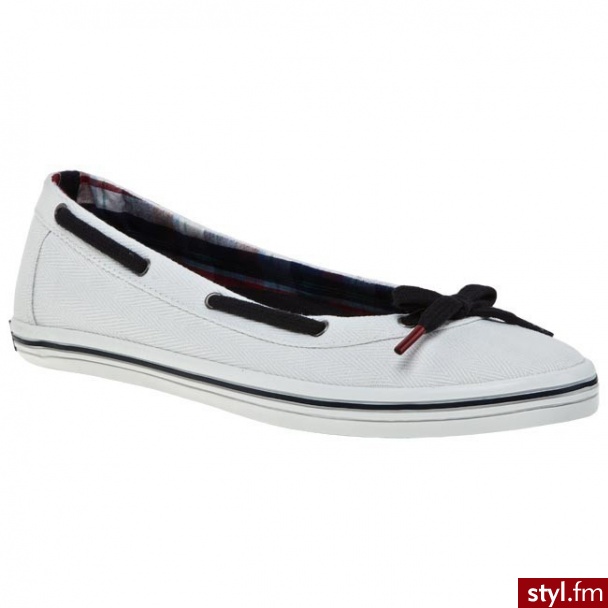 TOMMY HILFIGER Baleriny Vivien 5 FW56815542 White 100 Biały (White) 100 - Balerinki Buty Moda