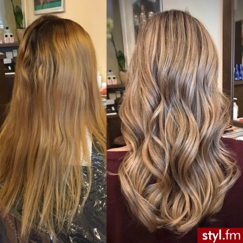 fryzjer warszawa sombre z Olaplex salon for hair - Blond Rozpuszczone Kręcone Wieczorowe Długie Fryzury