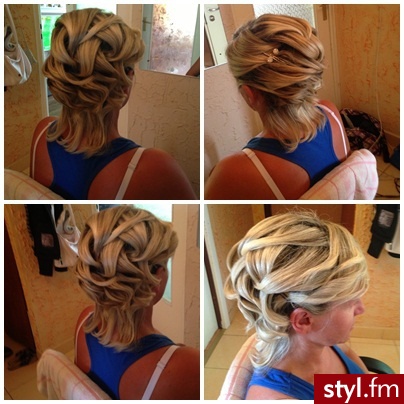 Blond Rozpuszczone Kręcone z grzywką Wieczorowe Krótkie Fryzury