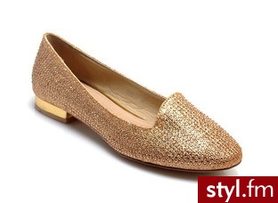 Złote baleriny - Lordsy znajdziecie na stronie   ModneNiebo.pl - Balerinki Buty Moda