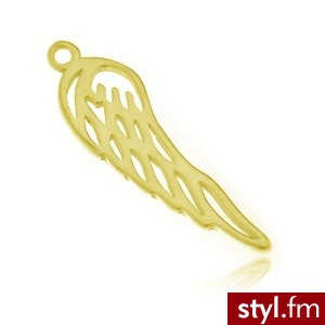 Zawieszka charms skrzydło srebro próba 925 pozłacane - Wisiorki Biżuteria Moda