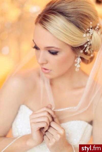 Blond Kok Proste Ślubne Długie Fryzury