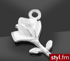 Charms róża srebro rodowane - Wisiorki Biżuteria Moda