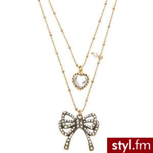 STONE & BOW DUO NECKLACE - Betsey Johnson - Polyvore. Pobrano ze strony: http://www.polyvore.com/stone_bow_duo_necklace_betsey/thing?id=23755768 - Pozostałe Dodatki Moda